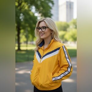 Thrill 94 Love Vintage Women’s Long Sleeve Track Jacket Small Retro Y2K Yellow